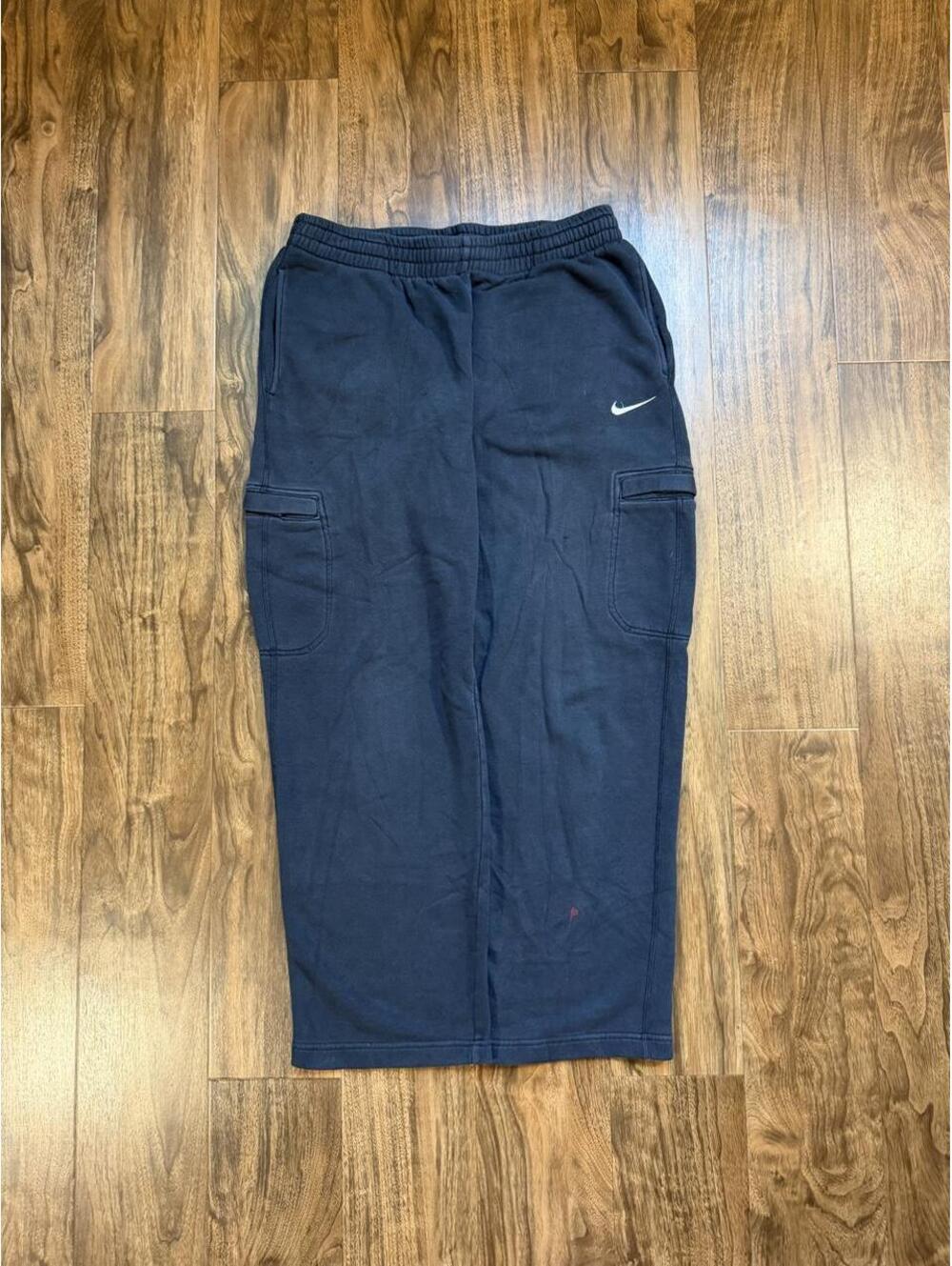 Vintage Y2K Baggy Open Bottom Nike Cargo Sweatpants Size ~Large